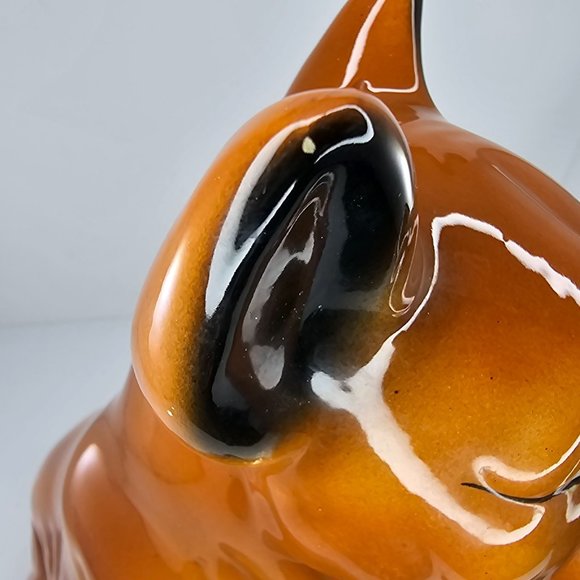 Vintage Boxer Dog Piggy Bank Ceramic Large 13" Bulldog Figurine Brown Black - Picture 12 of 12